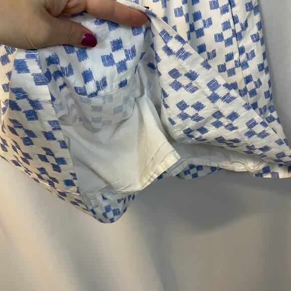 Madewell White Square Print Elastic Waist Pockets Lined Volume Mini Skirt XS - Picture 4 of 5